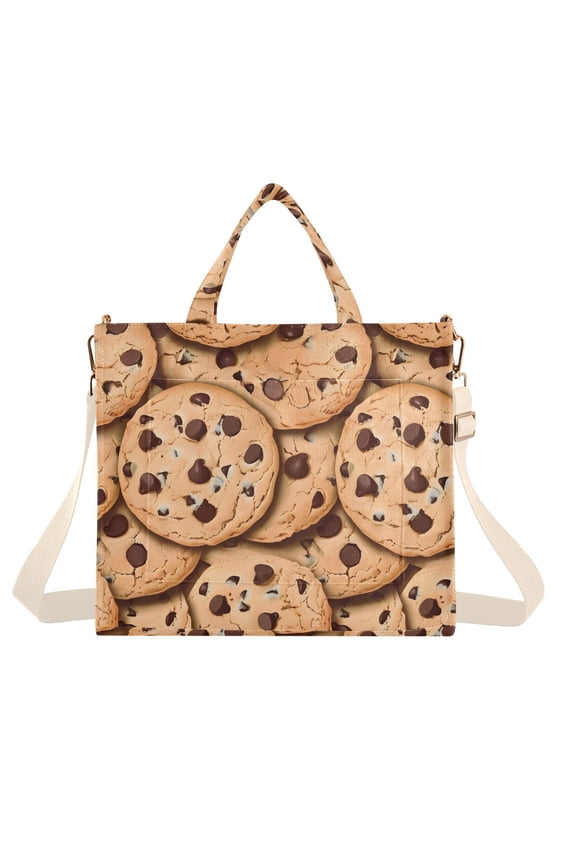Chocolate Chip Cookies Corduroy Tote Bag Handbag Large Messenger Bag Shoulder Crossbody Zipper Bag Purse