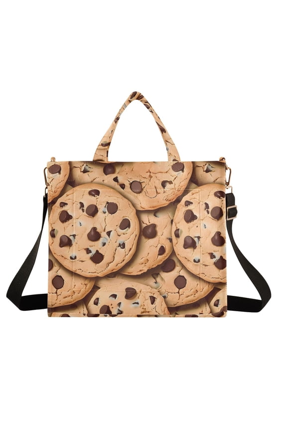 Chocolate Chip Cookies Corduroy Tote Bag Handbag Large Messenger Bag Shoulder Crossbody Zipper Bag Purse