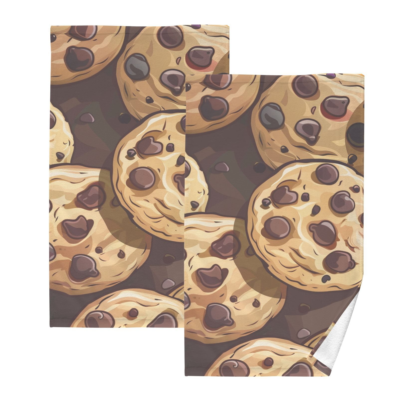 Chocolate Chip Cookies Hand Towels Cotton Bath Towels Large Face Towels Absorbent for Bathroom 2 Packs