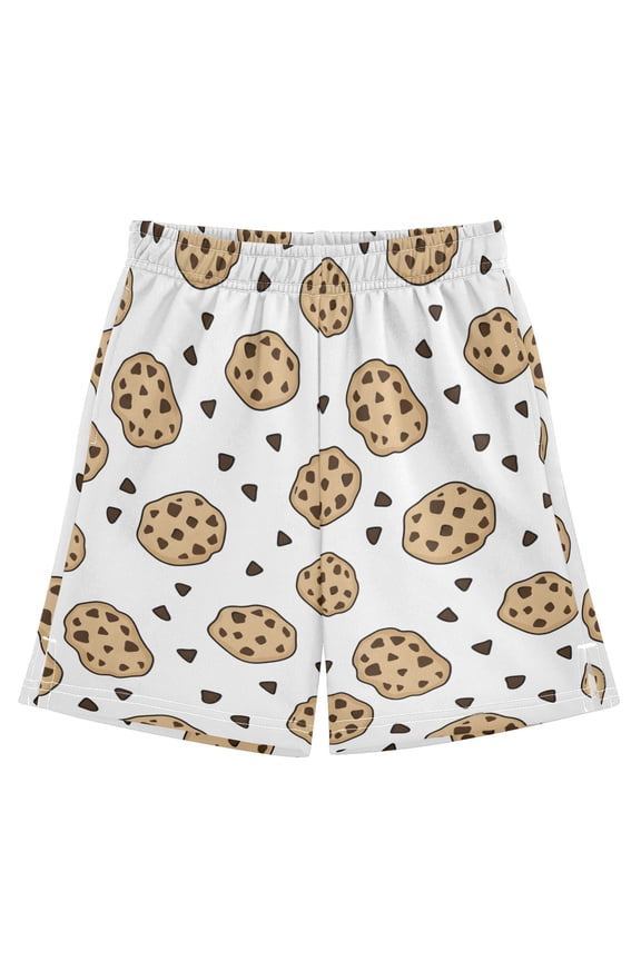 Chocolate Chip Cookies Pattern Athletic Shorts Breathable with Comfort Fit Drawstring Casual Sweatshorts Medium