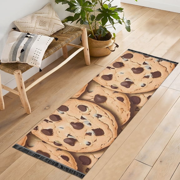 Chocolate Chip Cookies Runner Rug Machine Washable Area Rugs Carpet Non Slip Entryway Mat for Bedroom Entryway Front Door