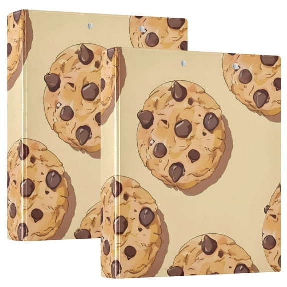 Chocolate Chip Cookies Small File Folder 3 Ring Binders 1.5 inch Hardcover File Folders with Interior Pockets A4 Size Organizer for School Office Hospital