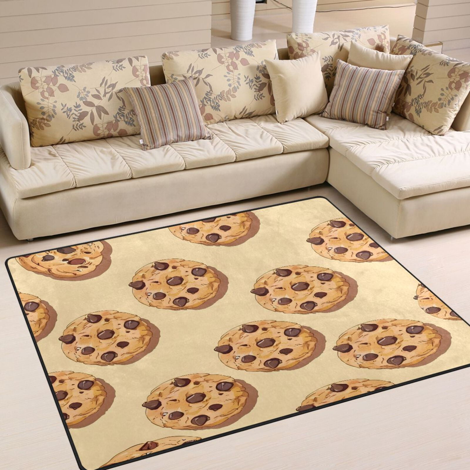Chocolate Chip Cookies Small Area Rug Washable 80 x 58 Floor Carpet Mat ...