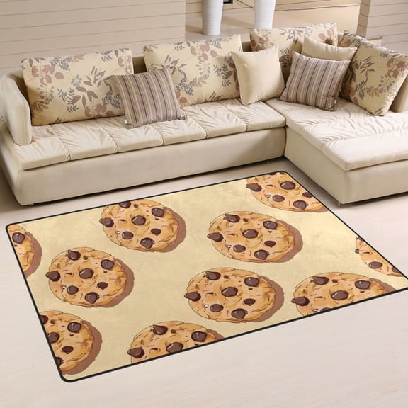 Chocolate Chip Cookies Small Area Rug Washable Floor Carpet Mat 60 x 39 inch for Bedroom Living Room Kids Room Home Decor