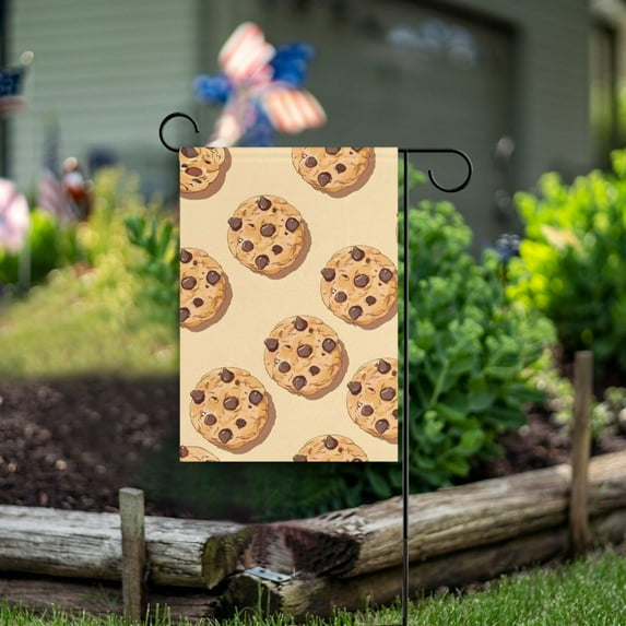 Chocolate Chip Cookies Small Garden Flag Double Sided Outdoor Banners for Courtyard Outdoor Lawn Farmhouse Holiday Decorations