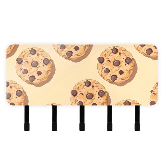 Chocolate Chip Cookies Small Mail Holder Organizer Wall Mount with Shelf Key Holder Key Rack with 5 Key Hooks for Wall Decorative