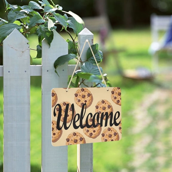 Chocolate Chip Cookies Small Welcome Sign for Front Door Porch Wreath Door Sign Home Decoration Rustic Farmhouse Style