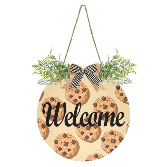 Chocolate Chip Cookies Small Welcome Sign for Front Door Wreath Door Sign for Farmhouse Porch Decoration Indoor Outdoor