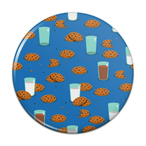 Chocolate Chip Cookies and Milk Pattern Kitchen Refrigerator Locker Button Magnet