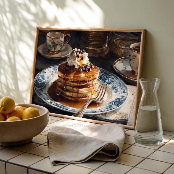 Chocolate Chip Pancake Wall Art, Unframed Paper Poster 8x10in
