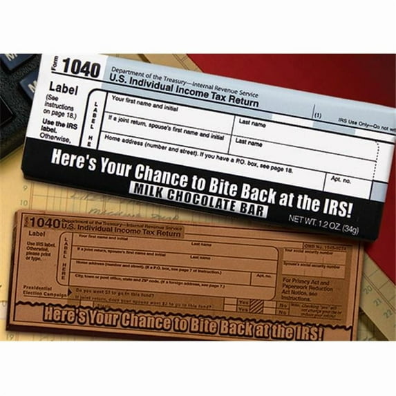 Chocolate Chocolate Milk chocolate - Bite Back at the IRS 1040 2011 Chocolate Bar.