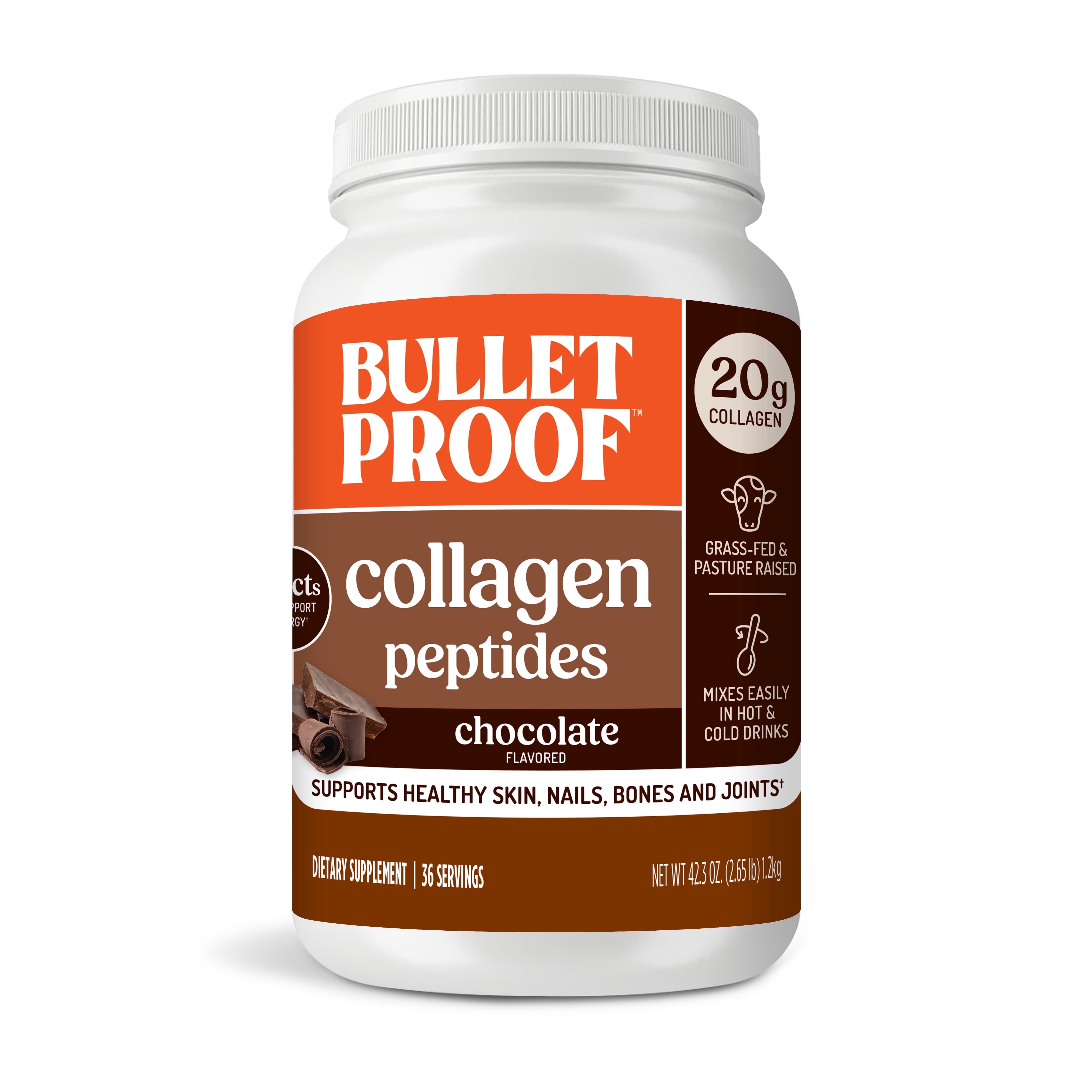 Bulletproof Chocolate Collagen Protein Powder with MCT Oil, 19g Protein, 42.3 Oz, Value Size, Collagen Peptides and Amino Acids for Healthy Skin, Bones and Joints