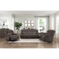 thumbnail image 1 of Chocolate Color Polished Microfiber Upholstered Reclining Sofa Set 3pc Sofa Console Loveseat Chair Modern Living Room, 1 of 7