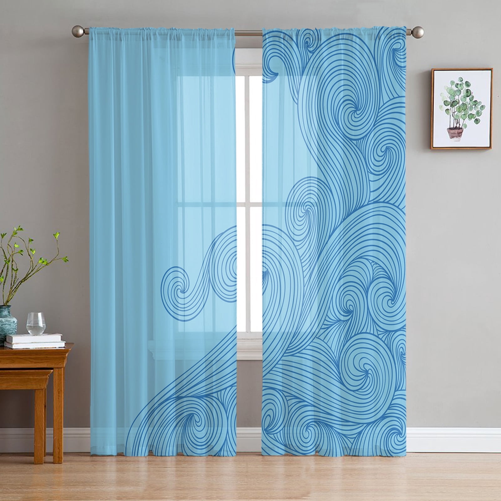 Chocolate Color Wavy Brown Tulle Curtains for Bedroom Modern Sheer