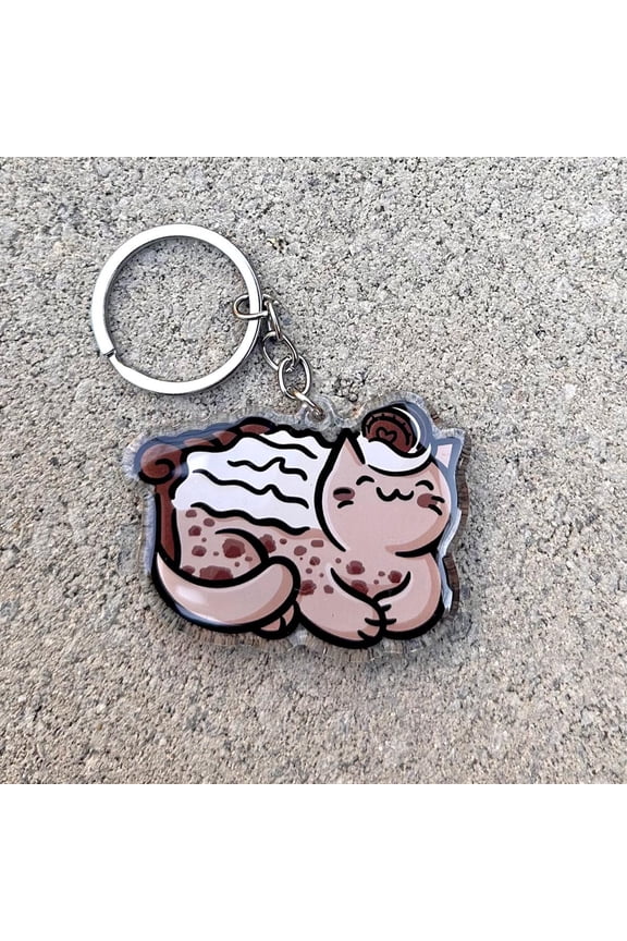 Chocolate Cookie Pie Cat Keychain |dessert Keychain |kawaii food keychain |cookies and cream pie | cute pie keychain | slice of pie keychain (1 keychain)