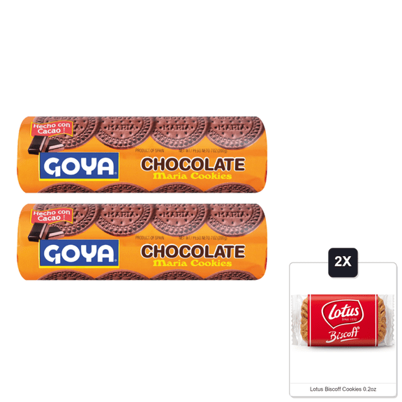 Chocolate Cookies By Goya, Chocolate Wafer Cookies For Icebox Cake, Thin, Crisp, Baked Goods, Maria Cookies, 2 Pack, 7 Oz ea & 2x Lotus Biscoff Cookies 0.2oz