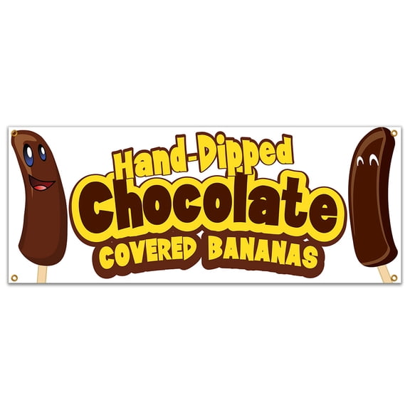 Chocolate Covered Bananas 48" Banner Concession Stand Food Truck Single Sided