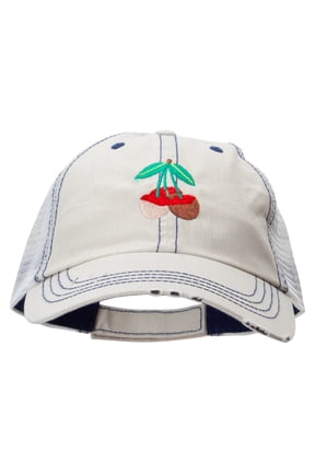 Chocolate Covered Cherry Embroidered Low Profile Special Cotton Mesh Cap - Putty OSFM