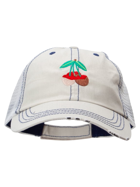 Chocolate Covered Cherry Embroidered Low Profile Special Cotton Mesh Cap - Putty OSFM