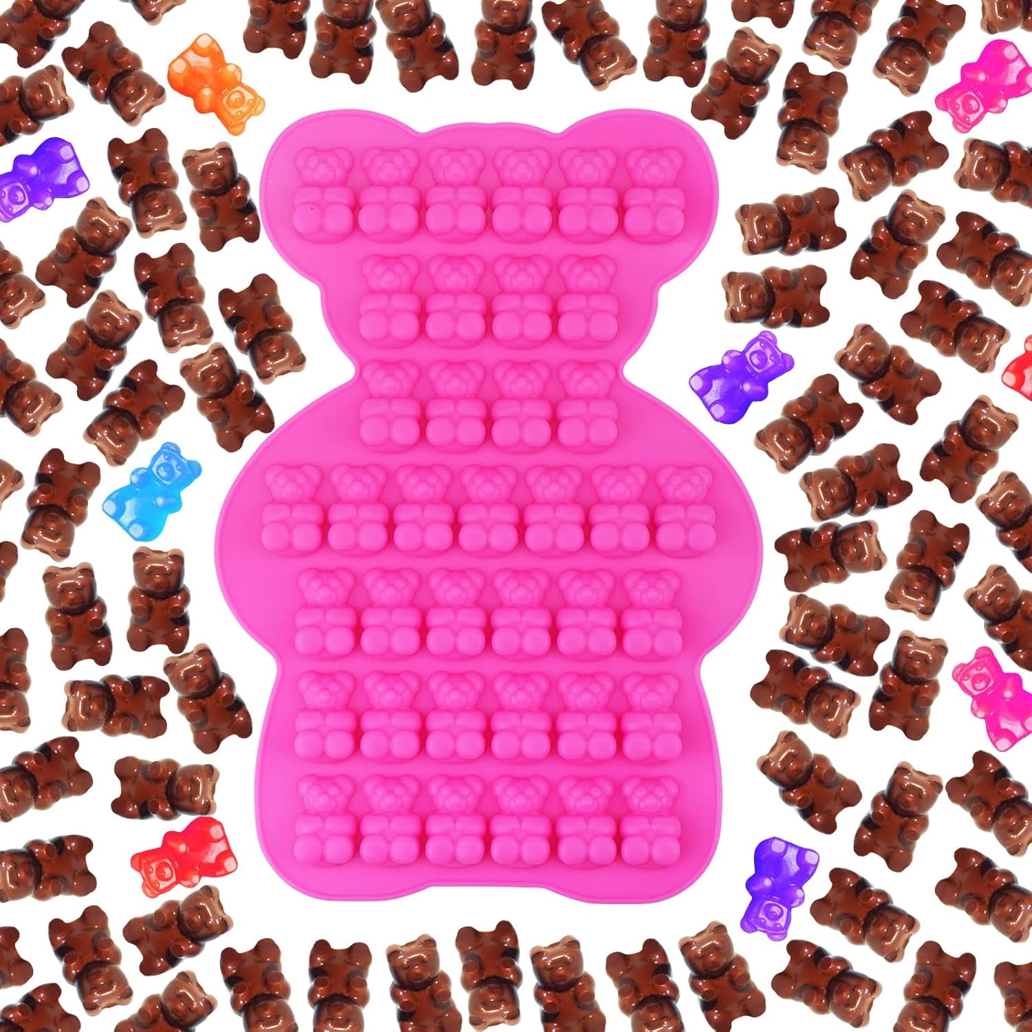 Chocolate Covered Gummy Bears Molds, 39-Cavity Bear Silicone Mould for ...