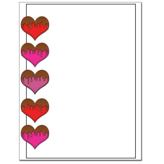 Chocolate Covered Hearts Letterhead Laser & Inkjet Printer Paper, 80 Sheets