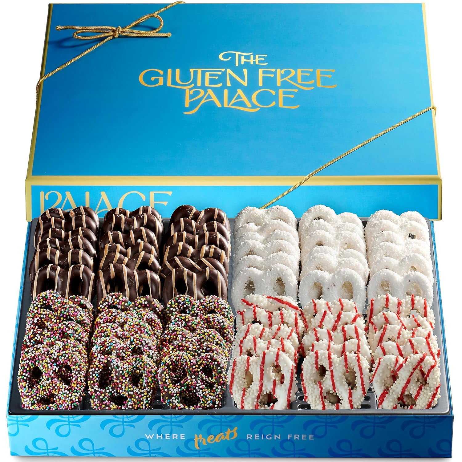 Chocolate Covered Pretzels Gift Basket - Gluten Free Pretzel Chocolate Gifts - Thank You, Corporate, Birthday (4 Flavors)