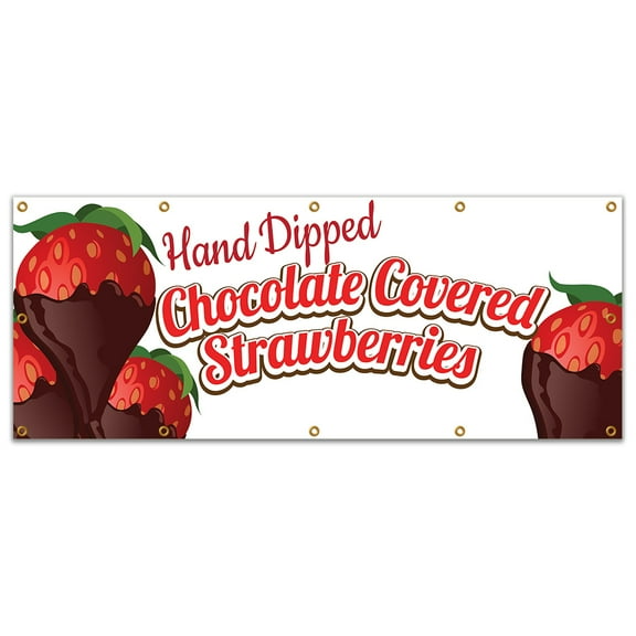 Chocolate Covered Strawberries 120" Banner Concession Stand Food Truck Single Sided