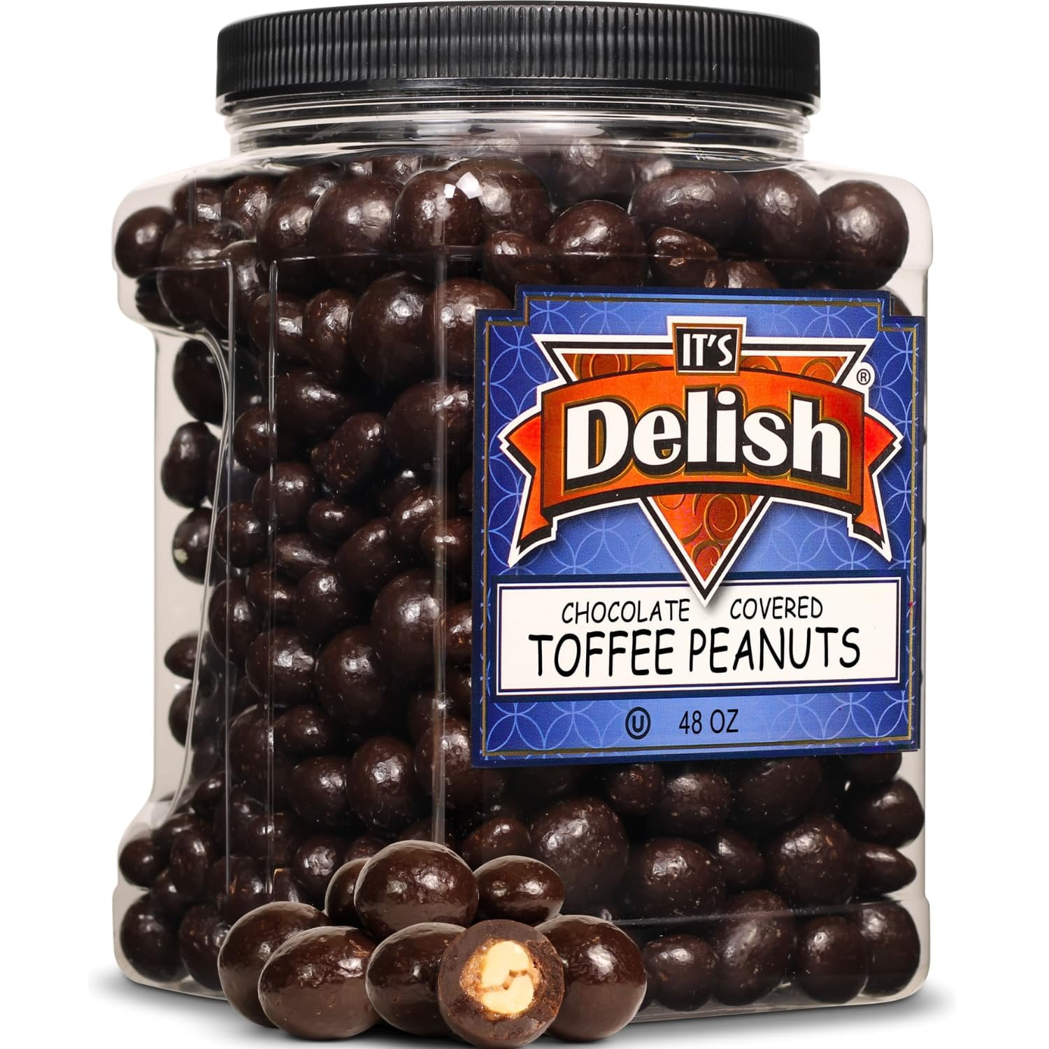 Chocolate Covered Toffee Coated Peanuts by It's Delish, 48 OZ Jumbo