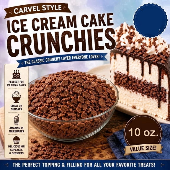 Michele's Pantry Chocolate Crunchies Ice Cream Cake Topping, Chocolate Cookie Crunch, Dark Brown, 10 oz