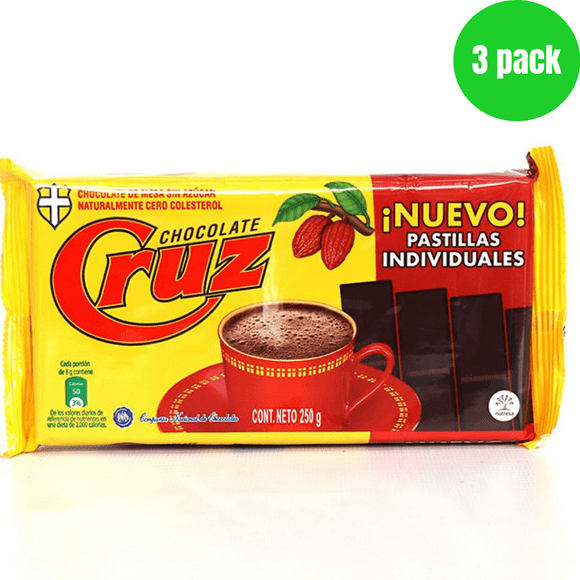 Chocolate Cruz (Pck of 3) Bitter Colombian Chocolate Bar Made from Cocoa Beans Prepare Hot Drinks Without Sugar  8.8 Oz Colombian food Comida colombiana chocolate colombiano Columbian chocolate