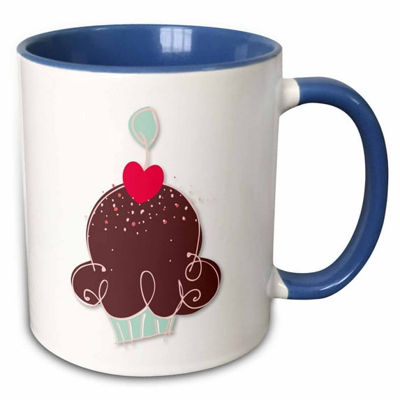 Chocolate Cupcake Illustration 15oz Two-Tone Blue Mug mug-203053-11