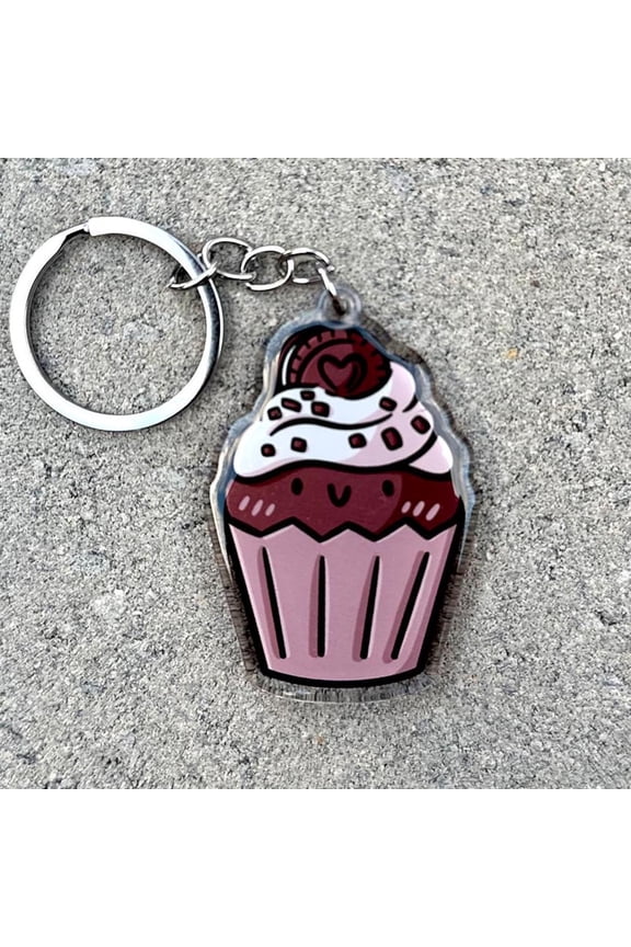 Chocolate Cupcake Keychain | Cute Acrylic Keychain |Happy food keychain | cute dessert keychain | chocolate cookie | junk food keychain