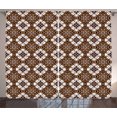 thumbnail image 1 of Ambesonne Chocolate Curtains 2 Panel Set, Batik Floral Pattern, 108" x 108", Dark Brown White Brown, 1 of 3