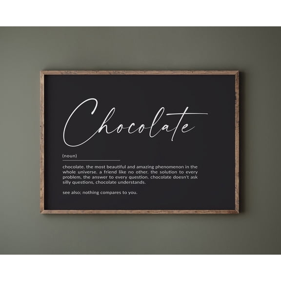 Chocolate Definition Fun Kitchen Wall Art, Unframed Paper Print Size 8x12