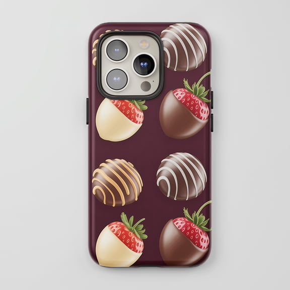 Chocolate Dessert Pattern For All iPhone Series Protective Phone Case Burgundy