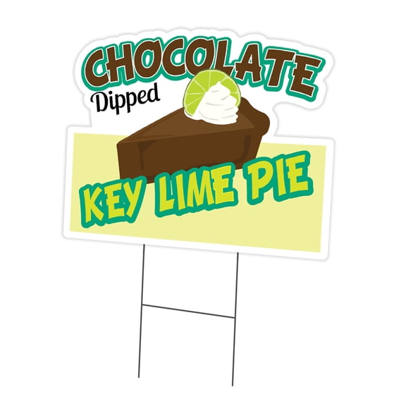 Chocolate Dipped Key Lime Pie 18" x 24" Yard Sign & Stake | Advertise Your Business | Stake Included Double Sided Image | Made in The USA