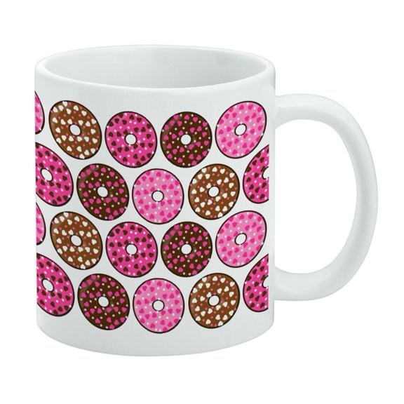 Chocolate Donuts with Heart Sprinkles Pattern White Mug