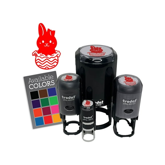 Chocolate Easter Bunny Rabbit Unwrapped Foil Self-Inking Rubber Stamp Ink Stamper for Stamping Crafting Planners - 1/2 Inch Mini - Yellow Ink