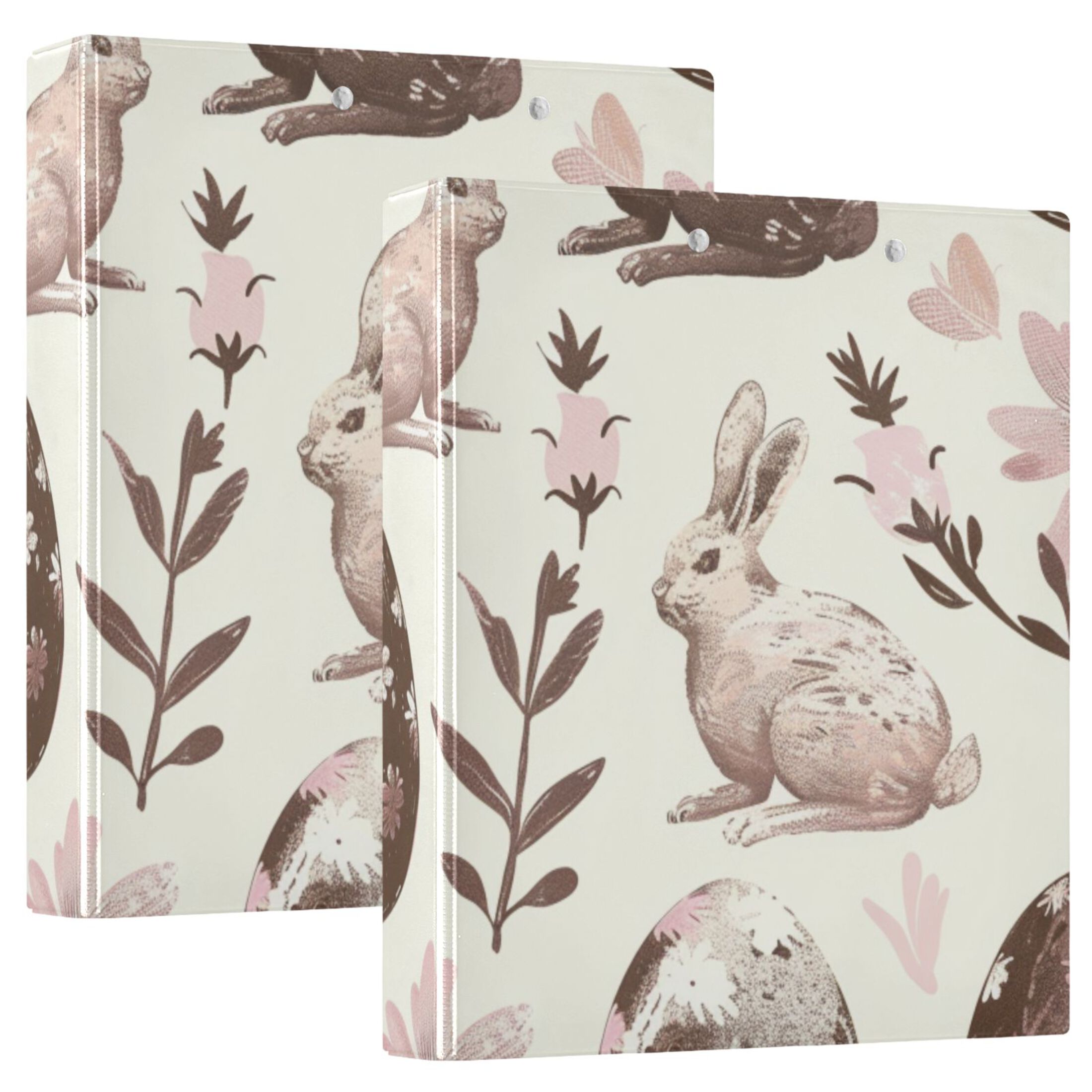 Chocolate Easter Eggs Rabbits 3 Ring Binders 1.5 inch Hardcover File Folders with Interior Pockets A4 Size Organizer for School Office Hospital