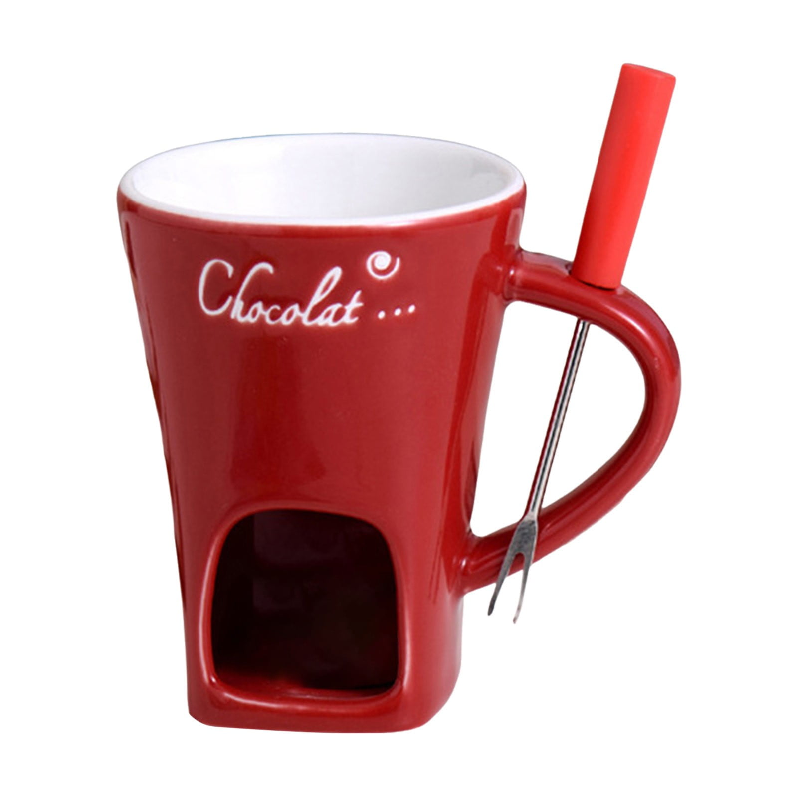 Chocolate Fondue Mug, Fondue Cups Tealight, Chocolate Fondue Mug Fondue Cups Tealight Chocolate Fondue Cup Fondue Pot Set Chocolate Cheese Candy Mini Ceramic Fondue Mugs Gift Set Forks Tealight