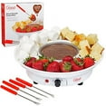 thumbnail image 1 of Chocolate Fondue Maker- Deluxe Electric Dessert Fountain Fondu Pot Set with 4 Forks and Party Serving Tray, 1 of 6