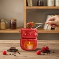 thumbnail image 1 of Chocolate Fondue Pot Set - Ceramic Heatproof Melting Bowl, Even Heat Distribution, Compact Dessert Maker, Home Kitchen Entertaining Essential, 1 of 9