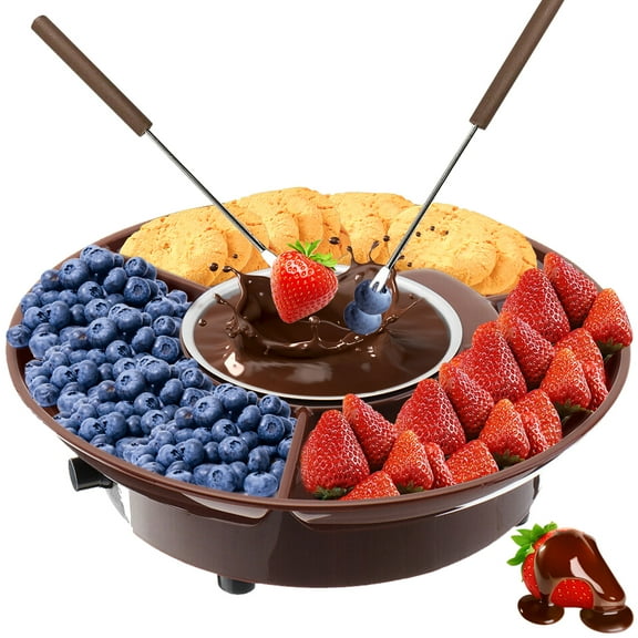 Chocolate Fondue Pot Set Chocolate Melting Pot Electric Chocolate Fondue Maker with Serving Tray and Forks Detachable Chocolate Fondue Maker Reusable Chocolate and Cheese Fondue for Party Wedding