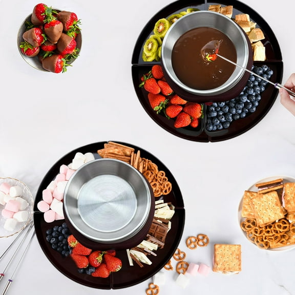 Chocolate Fondue Set, 2-in-1 Electric Melting Pot with Forks and Plates, Ideal for Parties, Family Gatherings, and Dessert Making