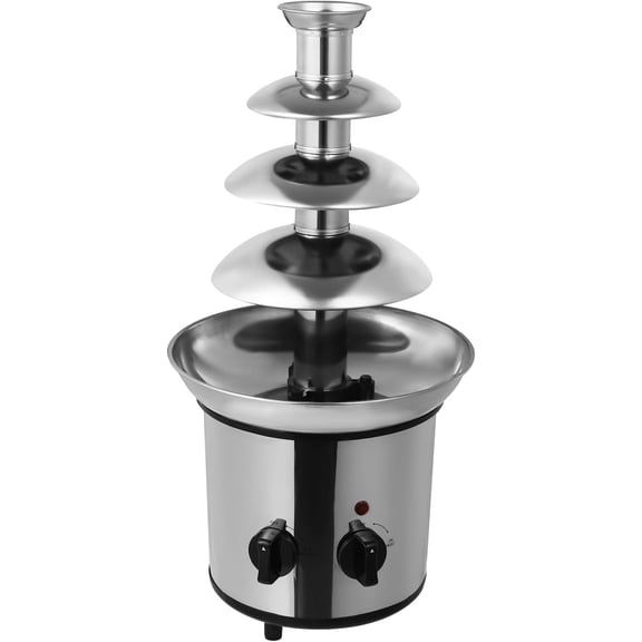 Chocolate Fountain Machine, 4 Tier Stainless Steel Commercial Hot Chocolate Fondue Tower, Deluxe Catering Cheese Waterfall Fondue, Chocolate Melt and Heat Machine for Cafe, Hotel, Party, Wedding