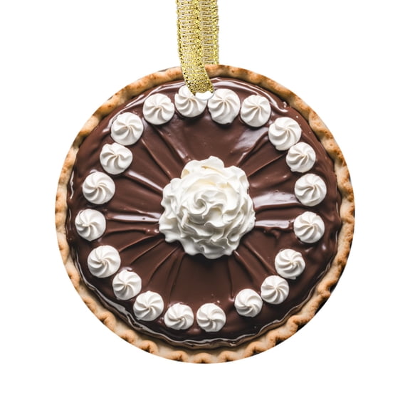 Chocolate Frosted Cream Pie Dessert Comfort Food Lovers Foodie Novelty Holiday Christmas Ornament Xmas Tree Gift (Flat Design Printed on Ceramic, Not 3D)