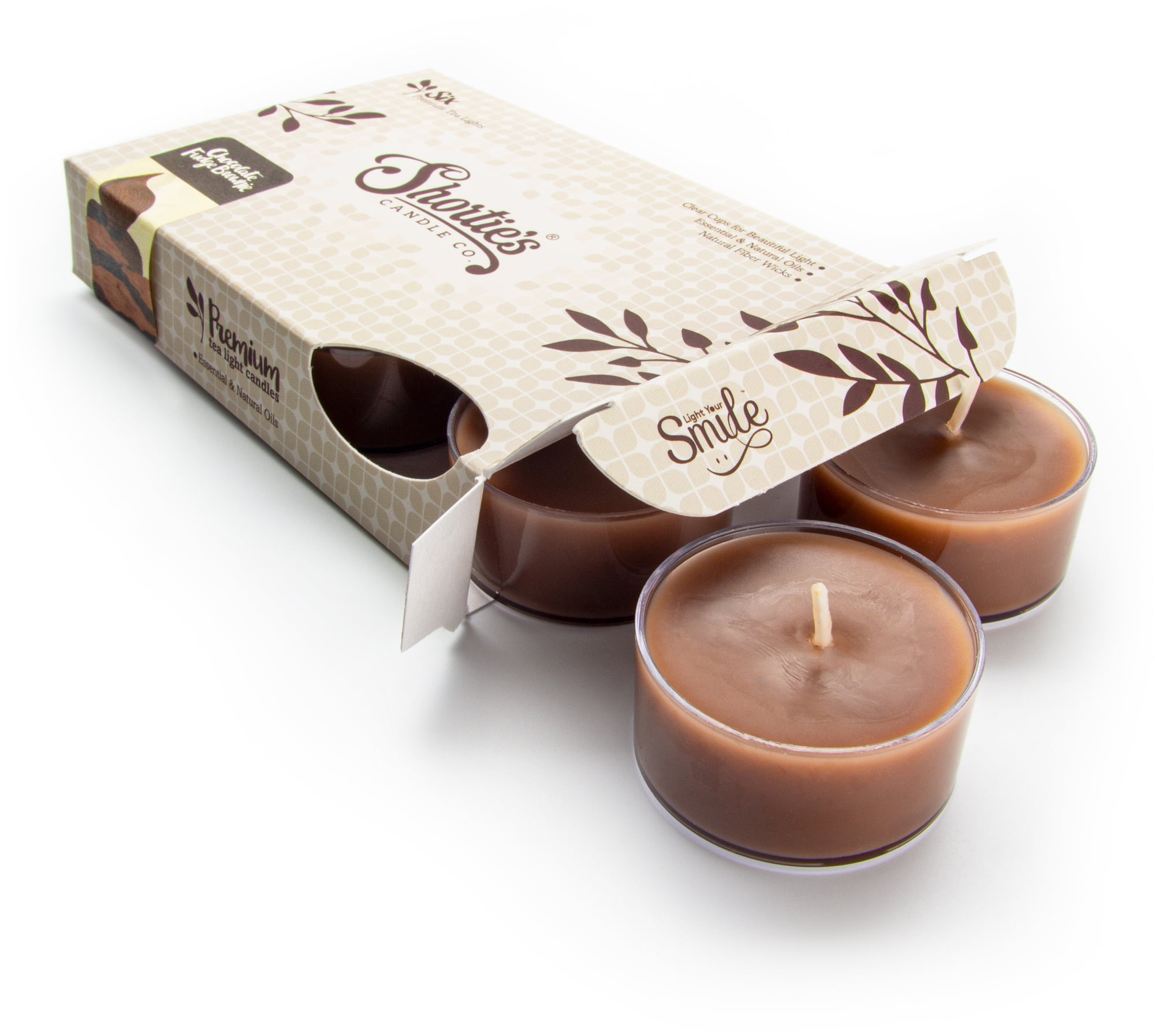 Chocolate Fudge Brownie Scented Brown Paraffin Tealight Candles - 6 Pack