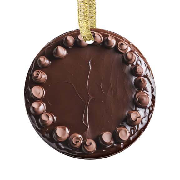 Chocolate Ganache Cake Cream Cakes Food Lovers Foodie Novelty Holiday Christmas Ornament Xmas Tree Gift (Flat Design Printed on Ceramic, NOT 3D)