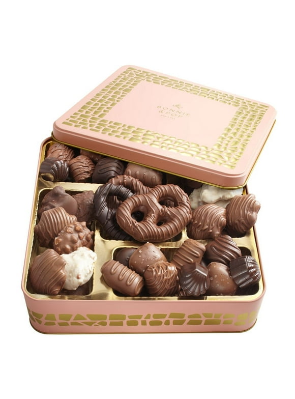 Chocolate Gift Basket, Chocolate Covered Pretzels and Truffles Gift Tin- Bonnie and Pop