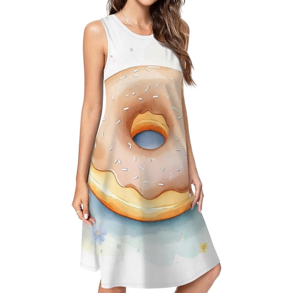 Chocolate Glazed Donut With Sprinkles Dress Loose Women'S Dress Beach Dresses With Pockets Dresses For Womens